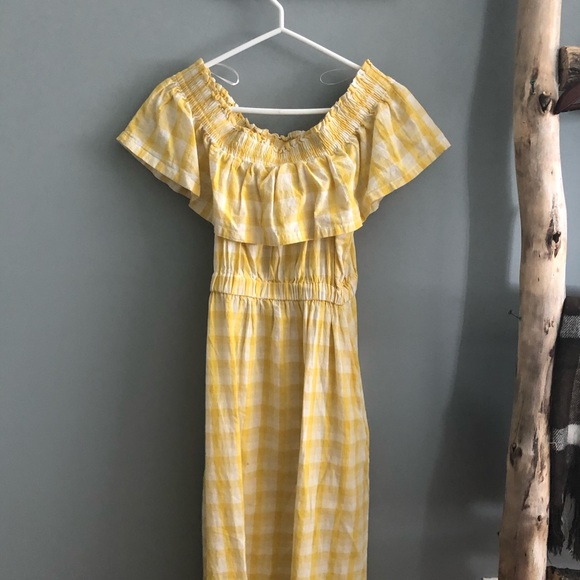 Summer Gingham Off Shoulder Dress with Pockets - Picture 1 of 2